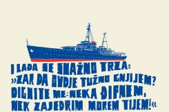 Foto:&amp;nbsp;KURS, skica za baner iz serije 3. maj, korišteni stihovi Vladimir Nazor -Zvonimirova lađa